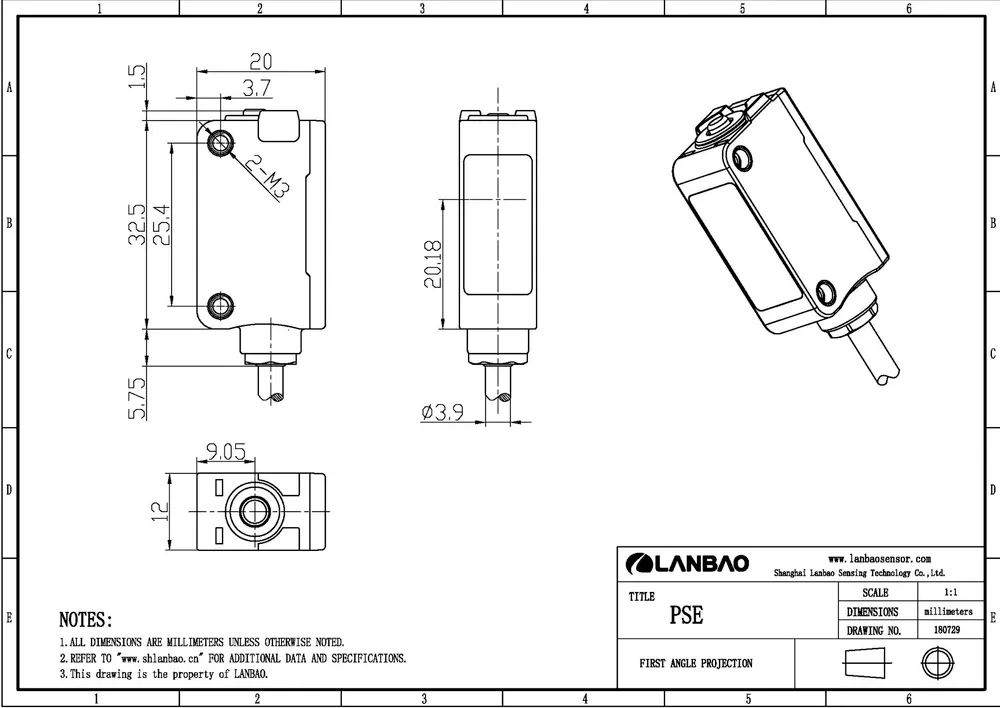 PSE-BC100DNB Оптический датчик LANBAO